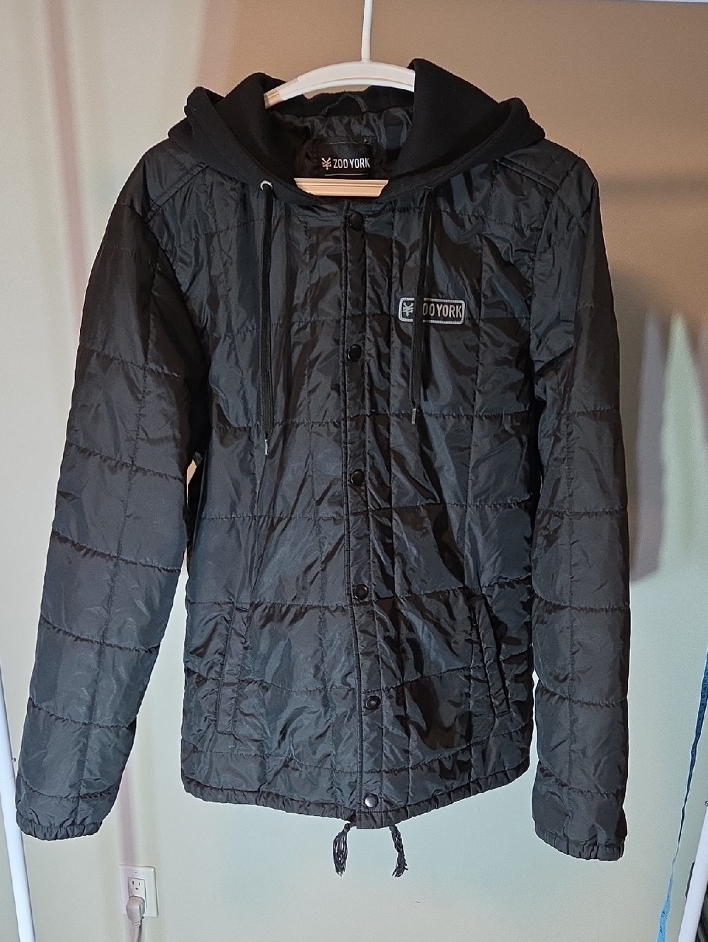 Zoo York Black Quilted Hooded Puffer Jacket Size M Streetwear Hooded